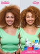 Red curly hair before and after results using k18.